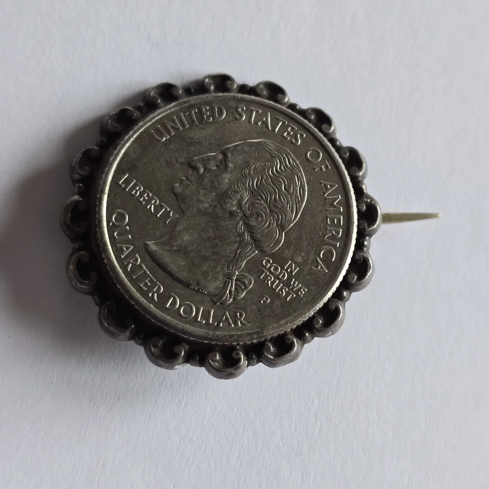 Antique floral brooch Victorian flowers silver tone cutout vintage old pin